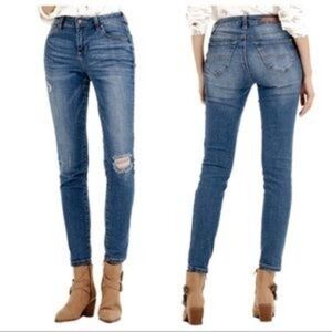 Blue Revival Distressed High Waist Skinny Jeans